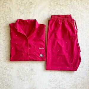 Uniqlo x Hello Kitty Sanrio XL Pajamas Set Embroidered Red Star Print PJ